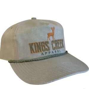 Kings Creek Appare Buck Shooter Snapback Rope Hat - Tan & Green - OSFA